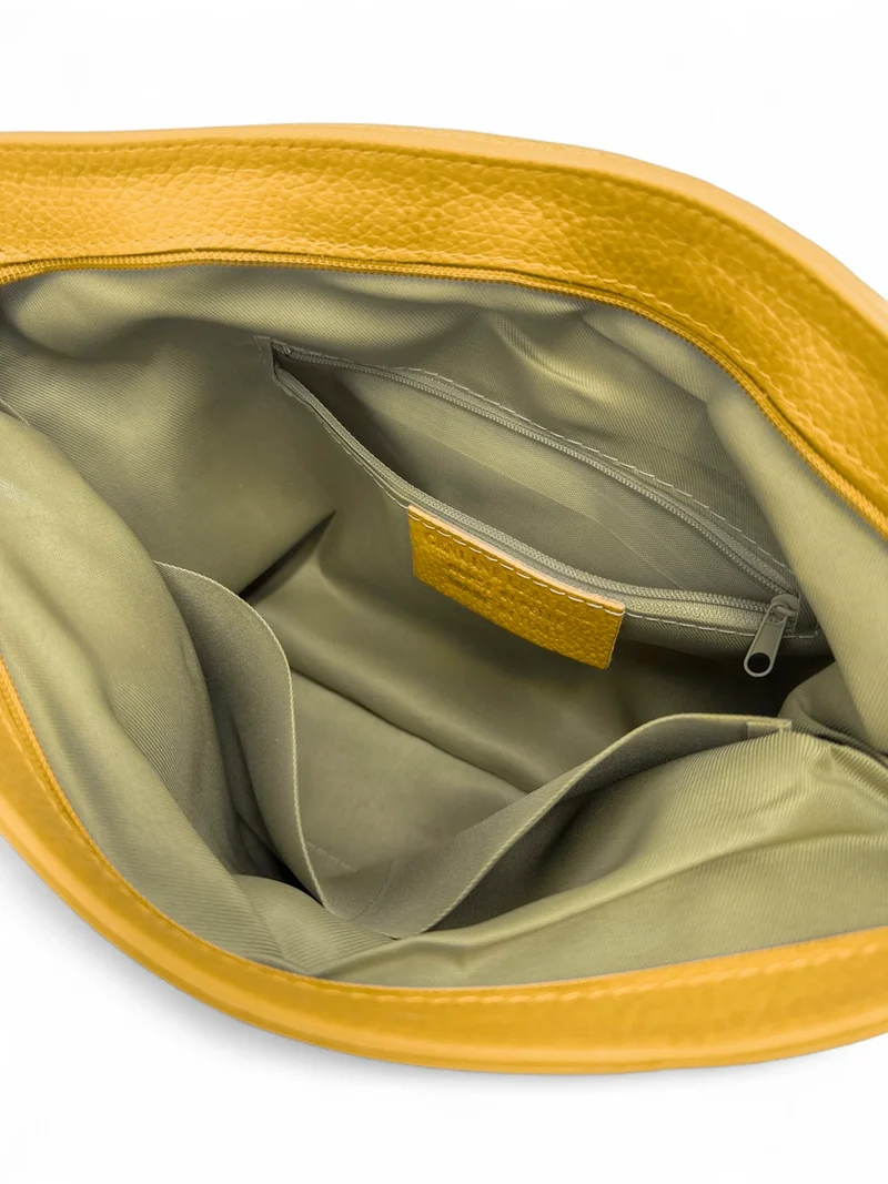 Sac bandoulière en cuir grainé COQUETTE Jaune moutarde