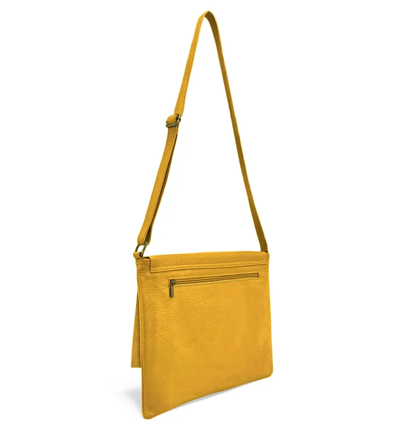 Sac bandoulière en cuir grainé COQUETTE Jaune moutarde