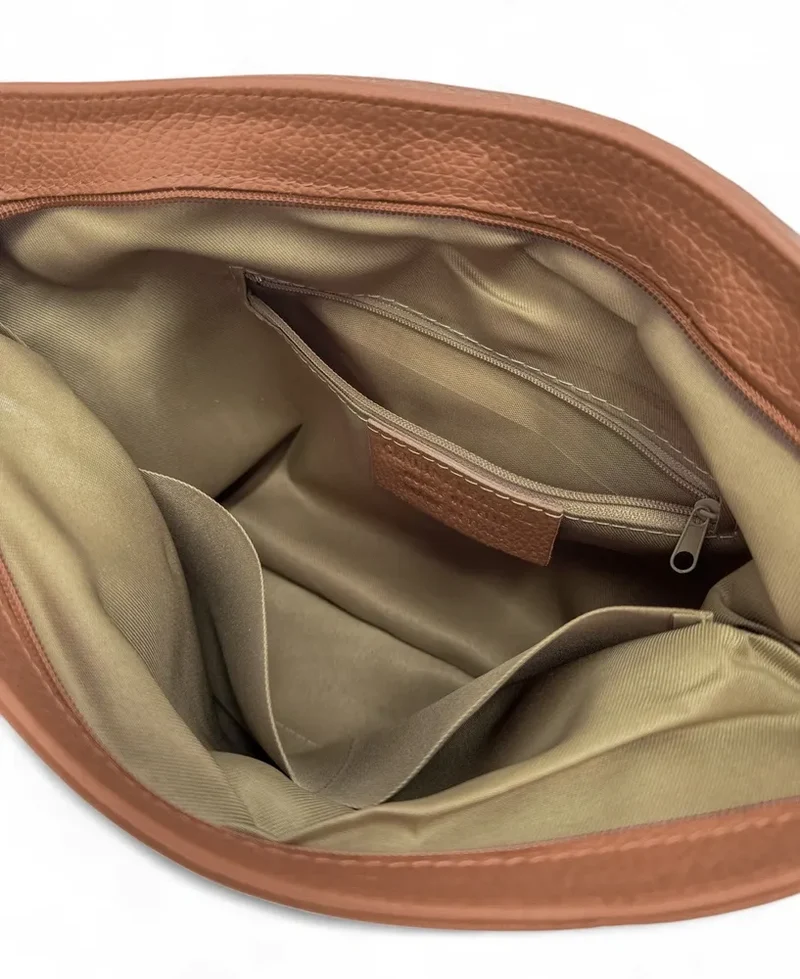 Sac bandoulière en cuir grainé COQUETTE Marron camel foncé