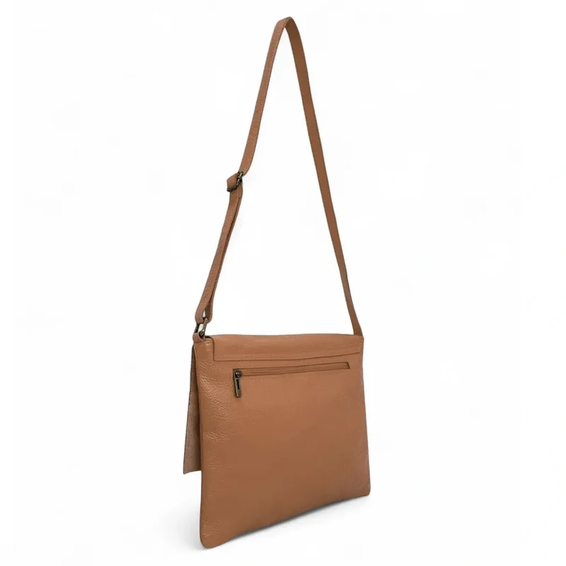 Sac bandoulière en cuir grainé COQUETTE Marron camel foncé