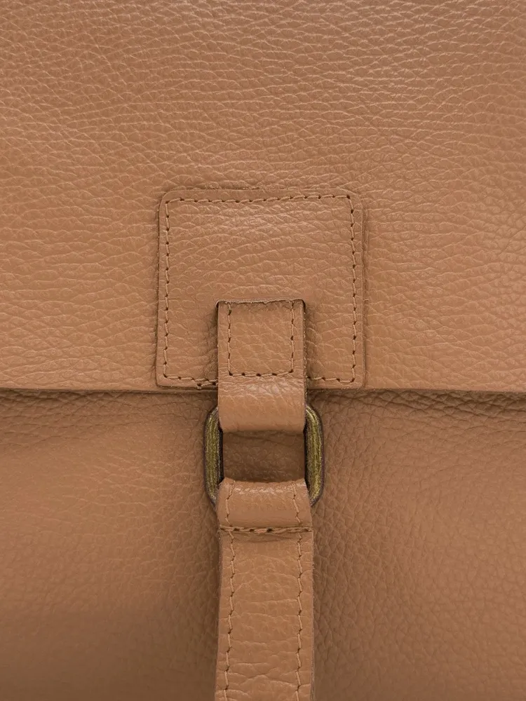Sac bandoulière en cuir grainé COQUETTE Marron camel foncé