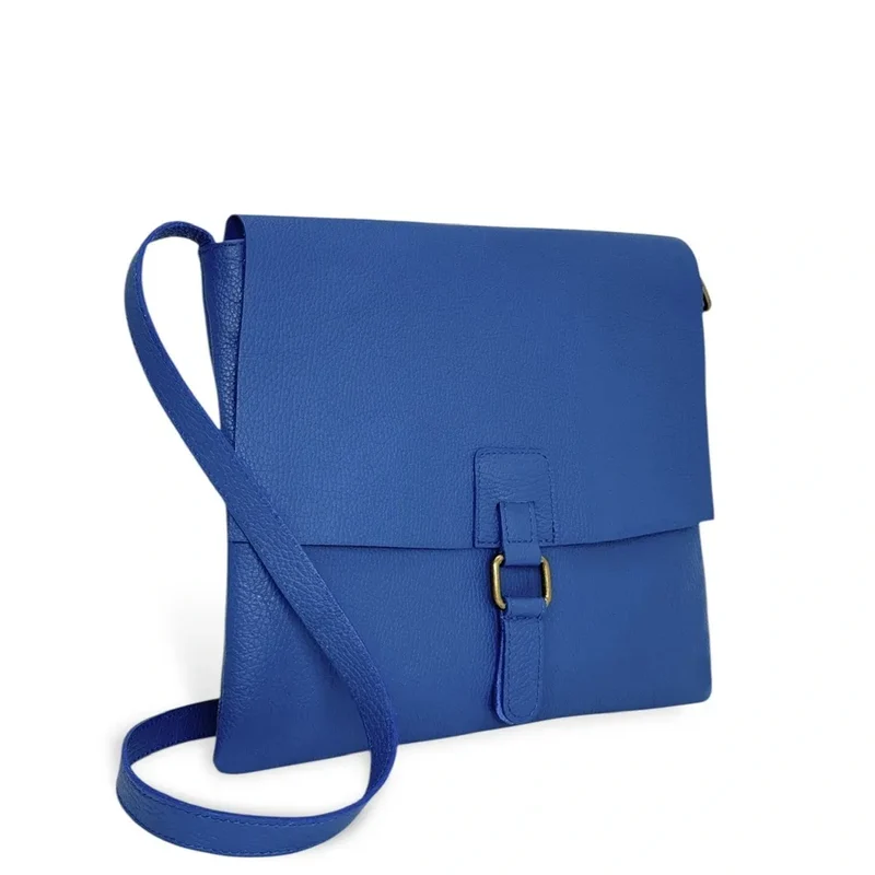 Sac bandoulière en cuir grainé COQUETTE Bleu roi