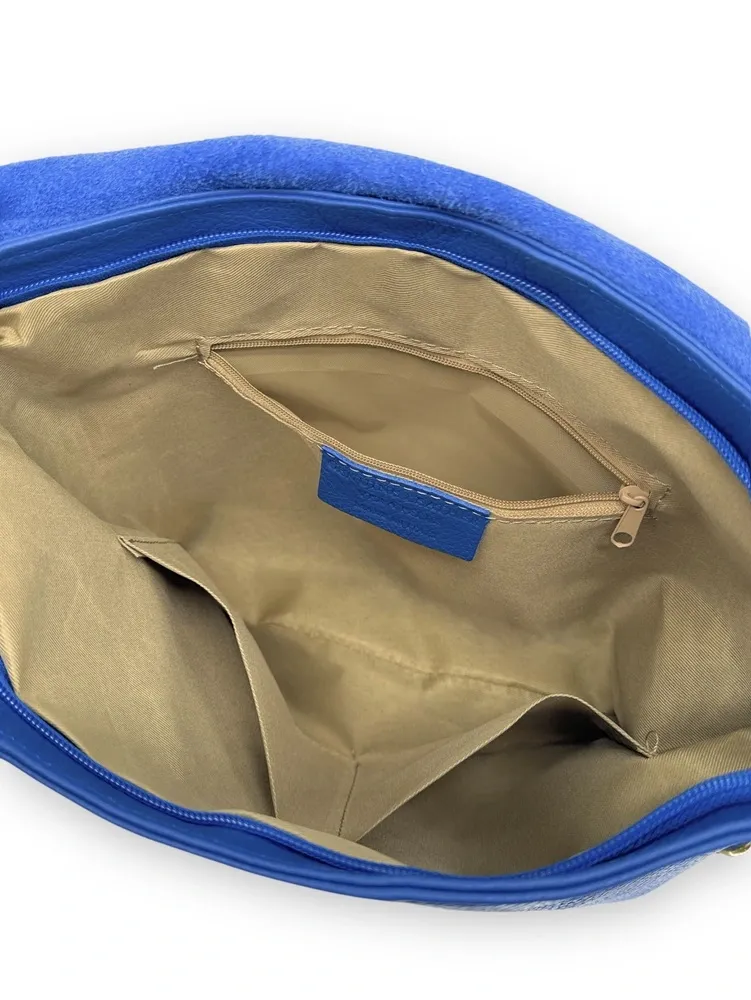 Sac bandoulière en cuir grainé COQUETTE Bleu roi