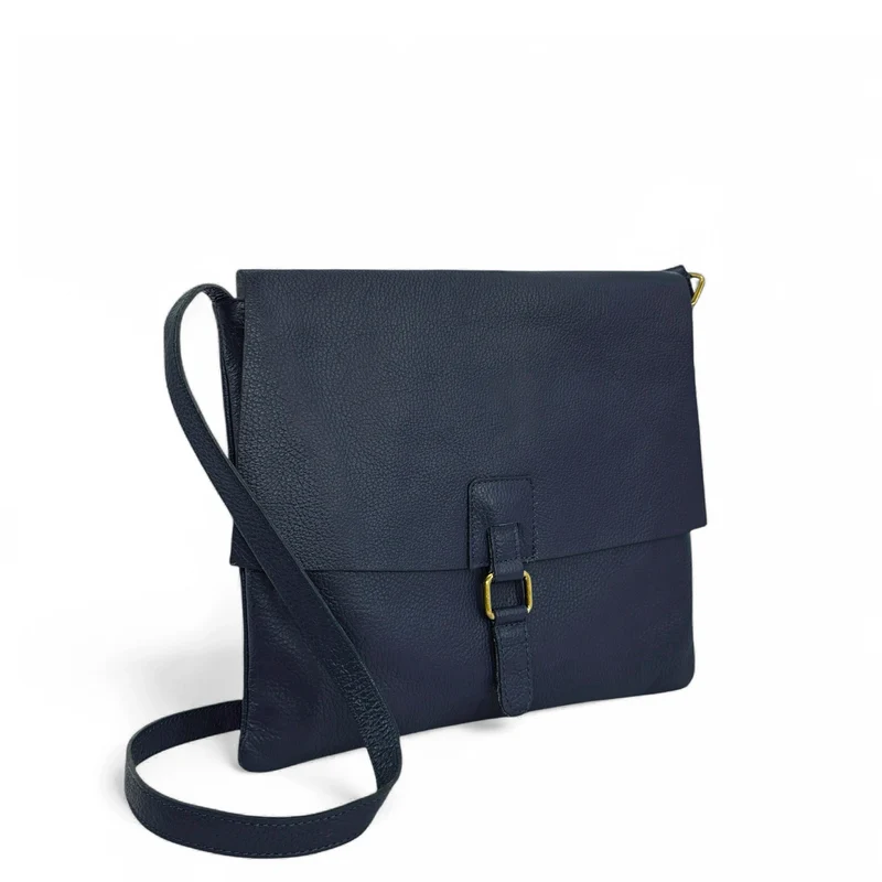 Sac bandoulière en cuir grainé COQUETTE Bleu marine
