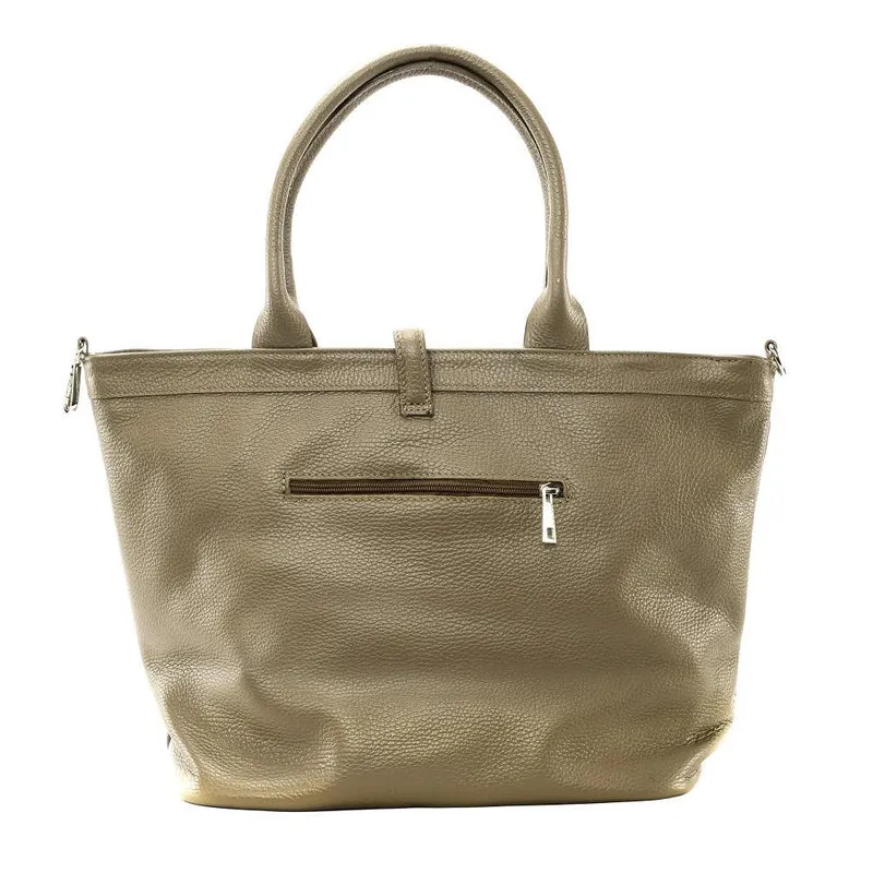 Sac cabas en cuir grainé INNOCENT Taupe foncé