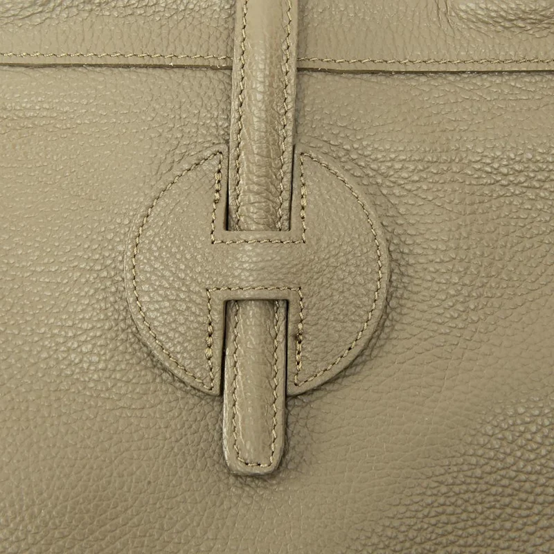 Sac cabas en cuir grainé INNOCENT Taupe foncé