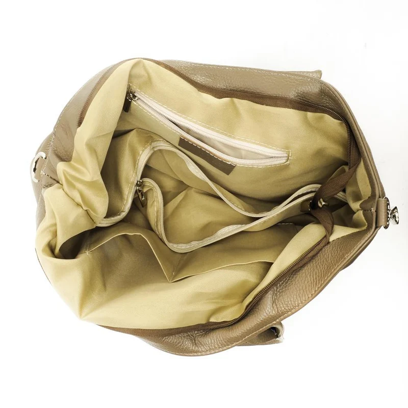 Sac cabas en cuir grainé INNOCENT Taupe foncé