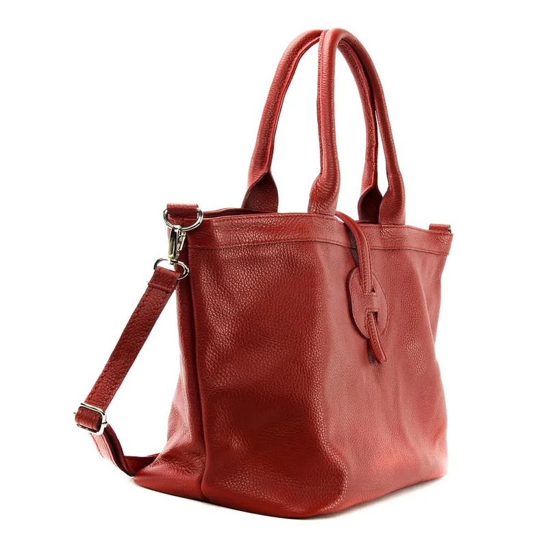 Sac cabas en cuir grainé INNOCENT Rouge garance
