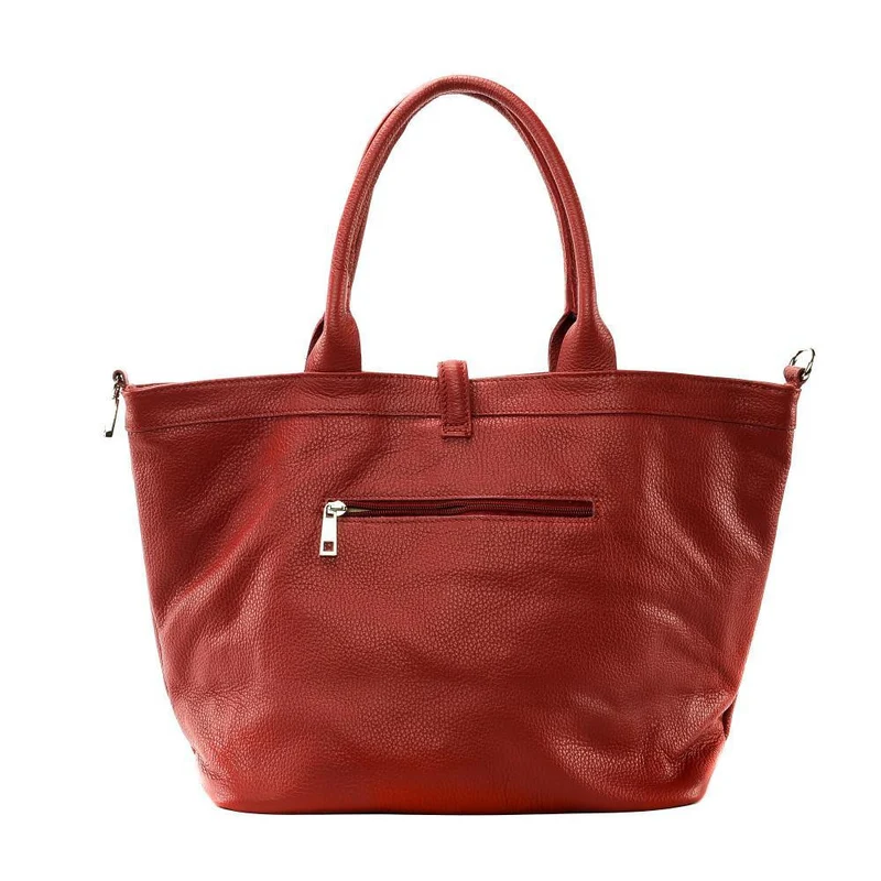 Sac cabas en cuir grainé INNOCENT Rouge garance