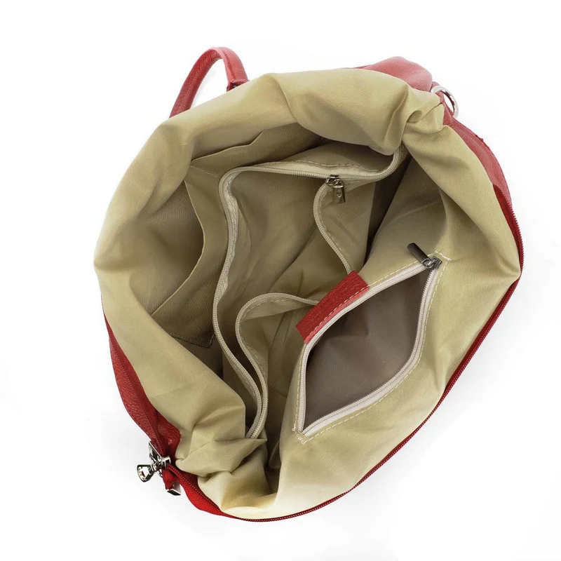 Sac cabas en cuir grainé INNOCENT Rouge garance
