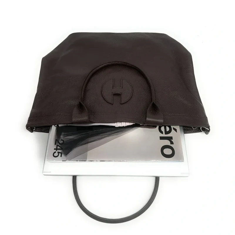 Sac cabas en cuir grainé INNOCENT Chocolat