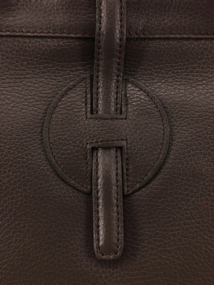 Sac cabas en cuir grainé INNOCENT Chocolat