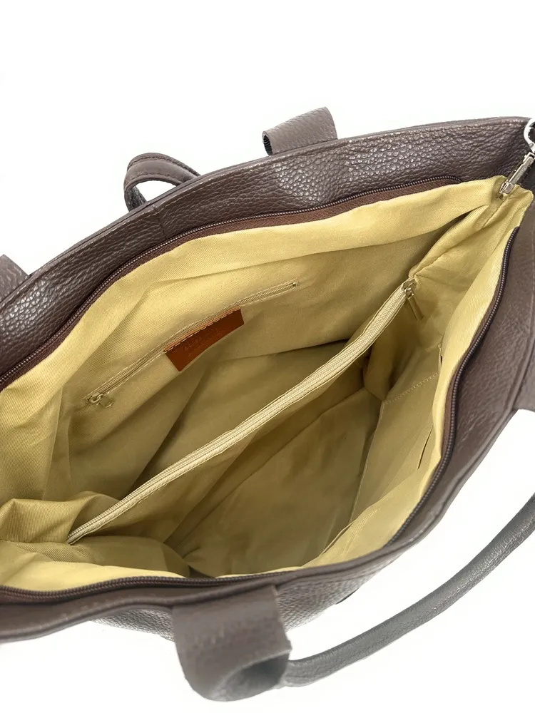 Sac cabas en cuir grainé INNOCENT Chocolat