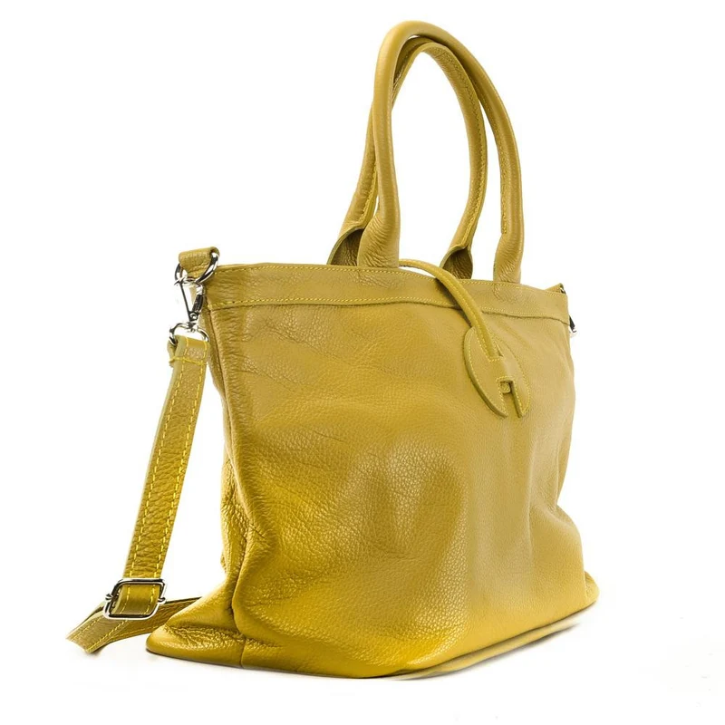 Sac cabas en cuir grainé INNOCENT Jaune tournesol