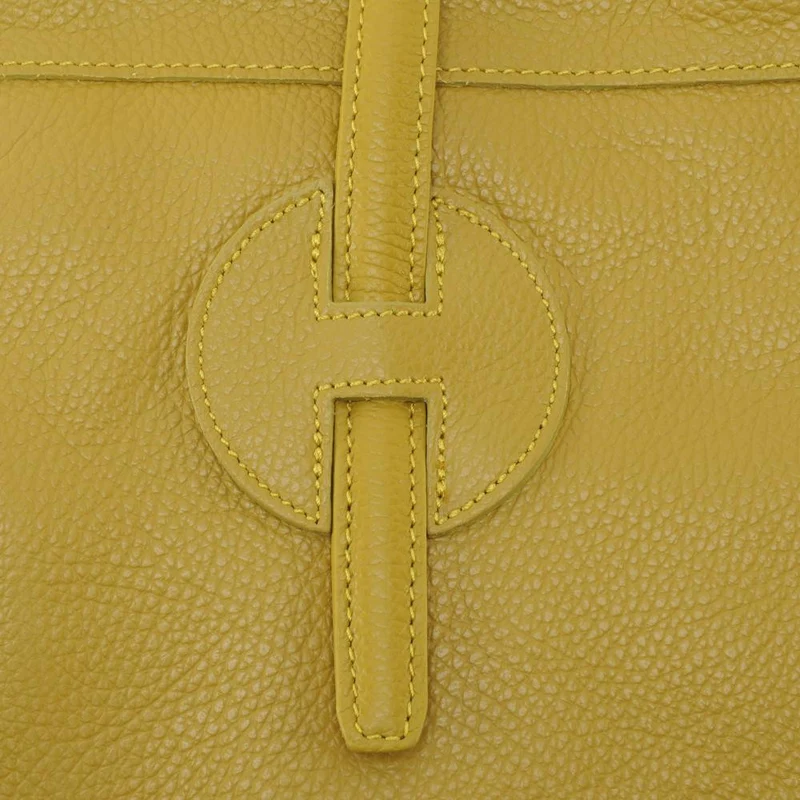 Sac cabas en cuir grainé INNOCENT Jaune tournesol