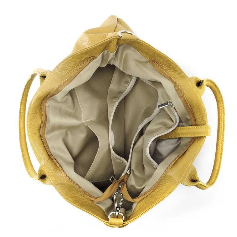 Sac cabas en cuir grainé INNOCENT Jaune tournesol