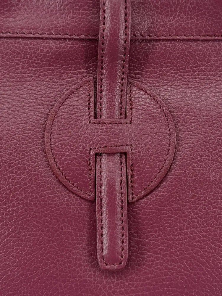 Sac cabas en cuir grainé INNOCENT Rouge bordeaux
