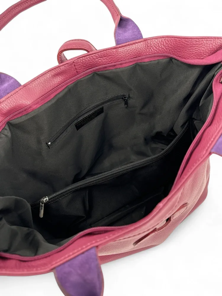 Sac cabas en cuir grainé INNOCENT Rouge bordeaux