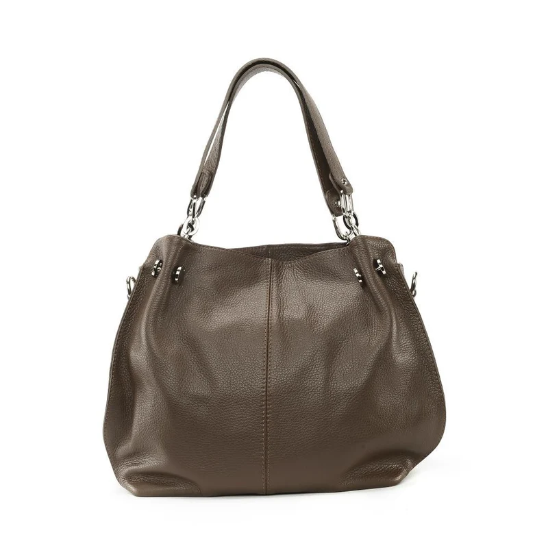 Sac à main en cuir grainé DENZEL Taupe foncé