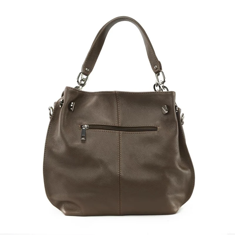 Sac à main en cuir grainé DENZEL Taupe foncé
