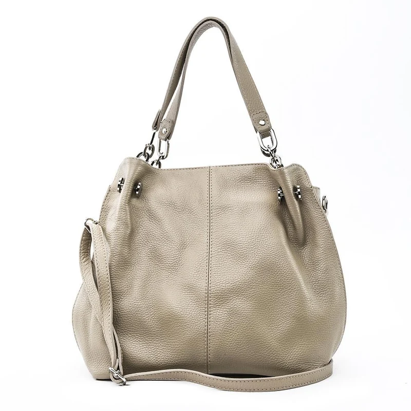 Sac à main en cuir grainé DENZEL Taupe clair