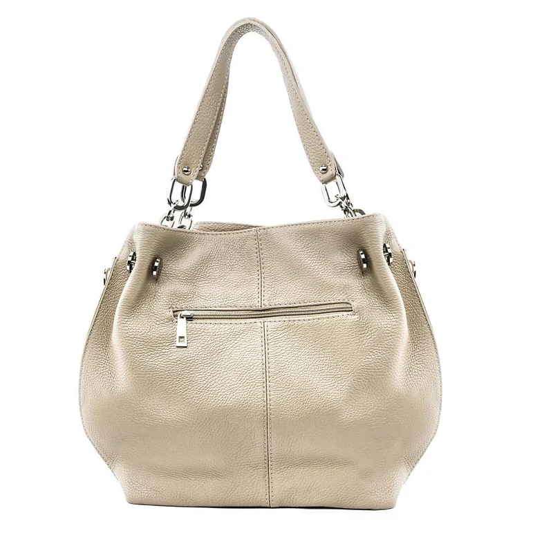 Sac à main en cuir grainé DENZEL Taupe clair