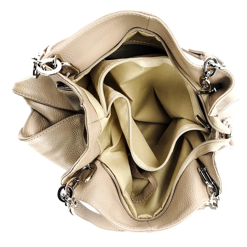 Sac à main en cuir grainé DENZEL Taupe clair