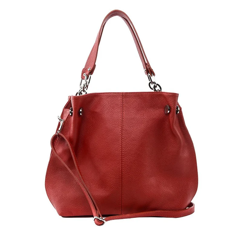 Sac à main en cuir grainé DENZEL Rouge garance