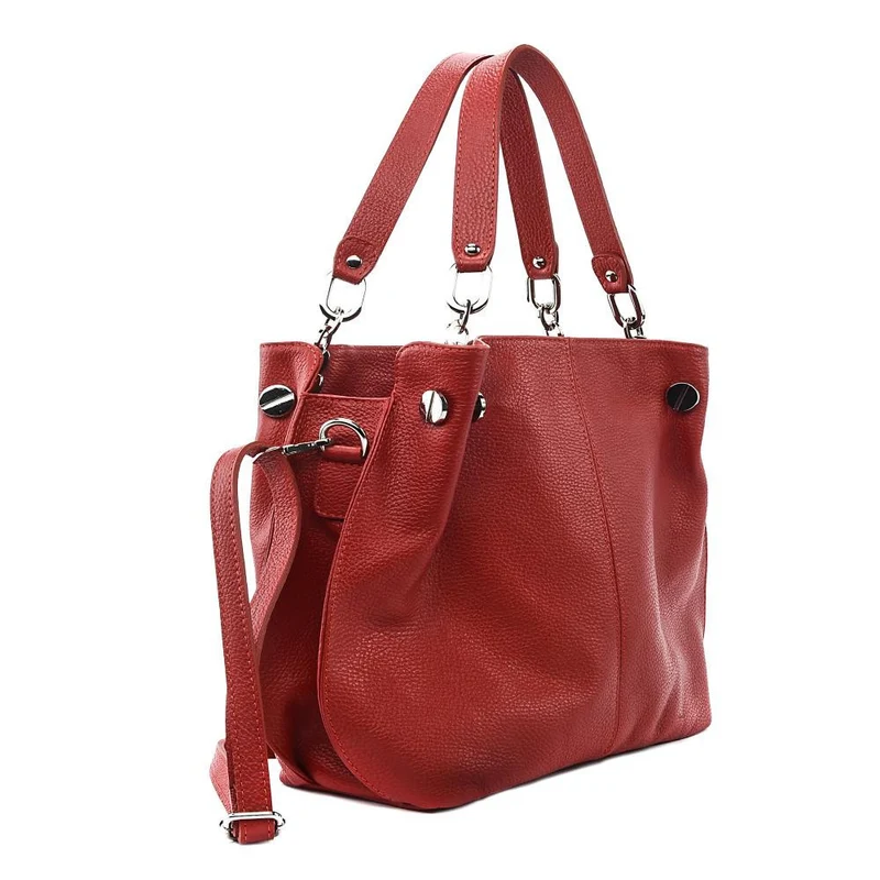 Sac à main en cuir grainé DENZEL Rouge garance