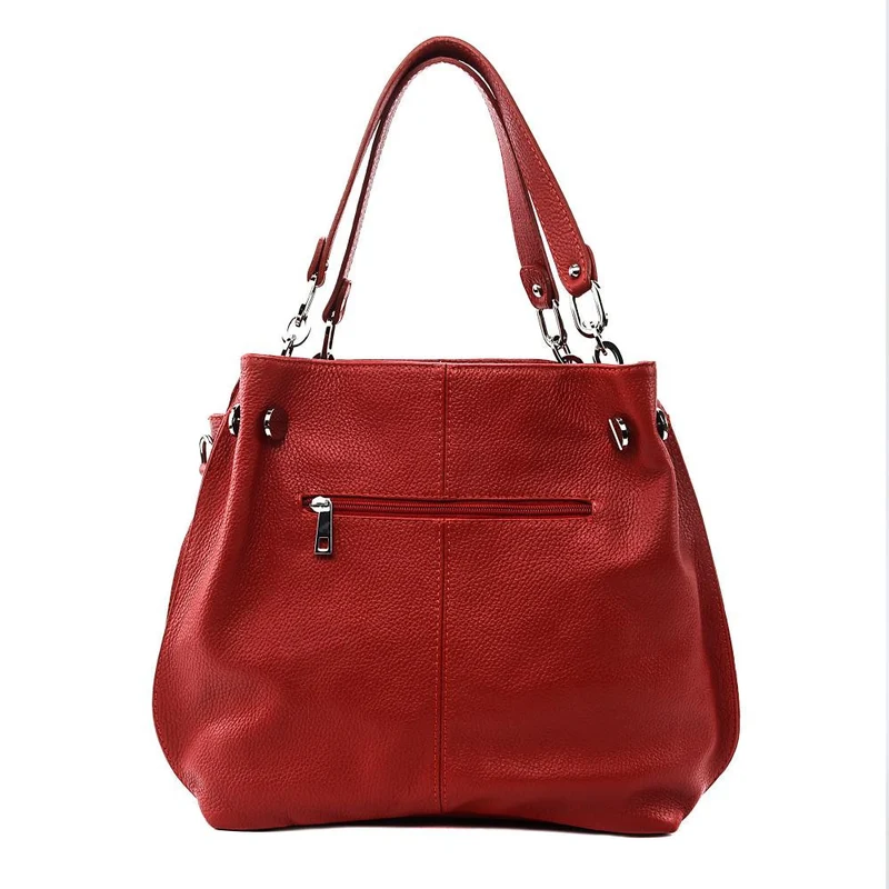 Sac à main en cuir grainé DENZEL Rouge garance