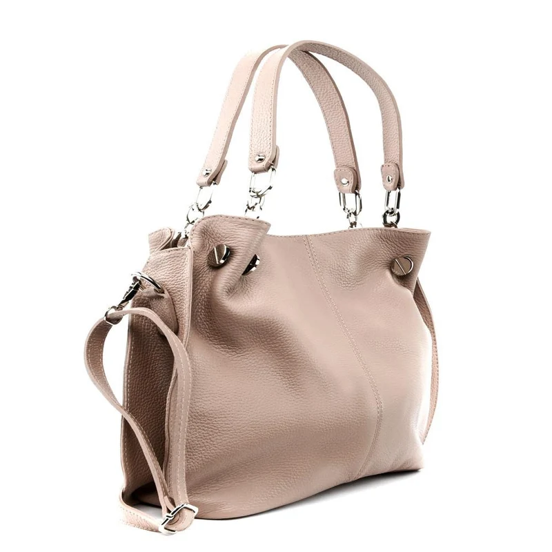 Sac à main en cuir grainé DENZEL Rose nude