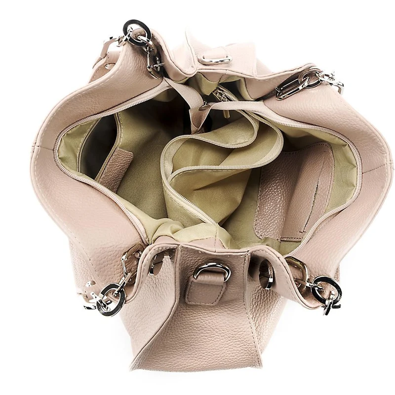 Sac à main en cuir grainé DENZEL Rose nude