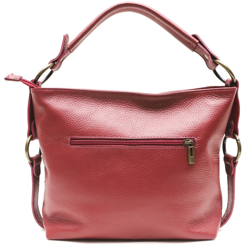 Sac à main en cuir grainé italien SETE B Rouge magenta
