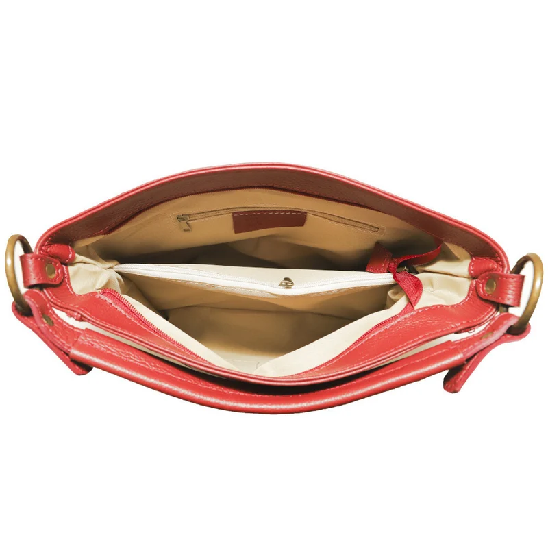 Sac à main en cuir grainé italien SETE B Rouge magenta