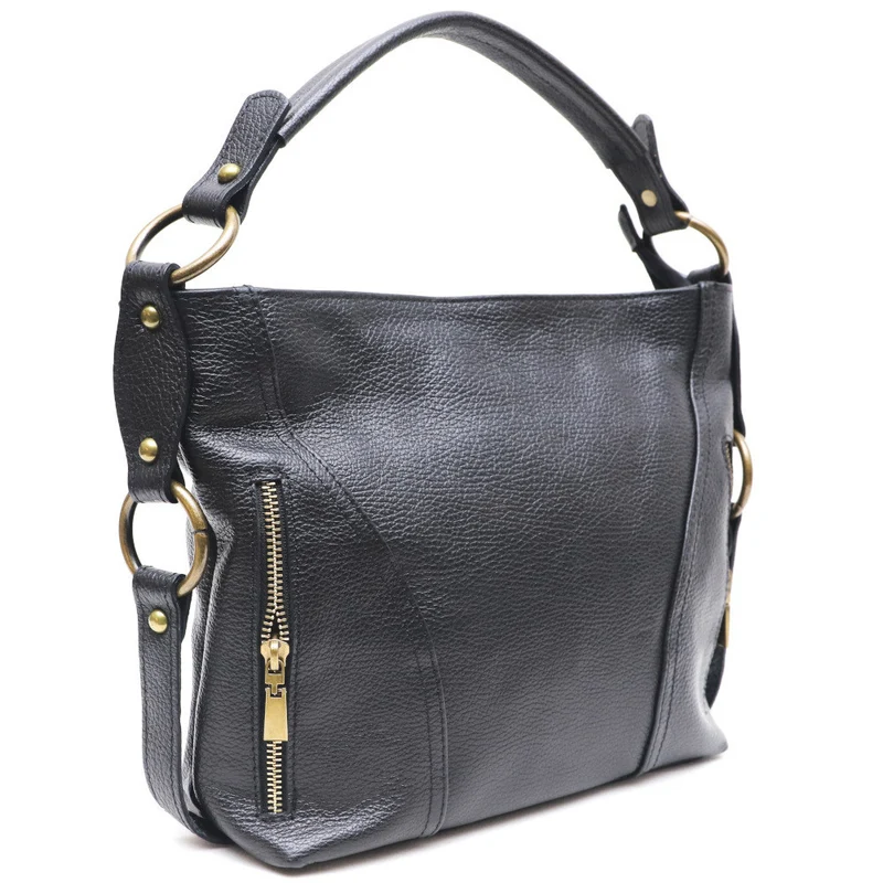 Sac à main en cuir grainé italien SETE B Noir