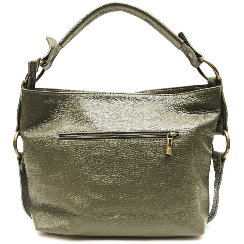 Sac à main en cuir grainé italien SETE B Kaki