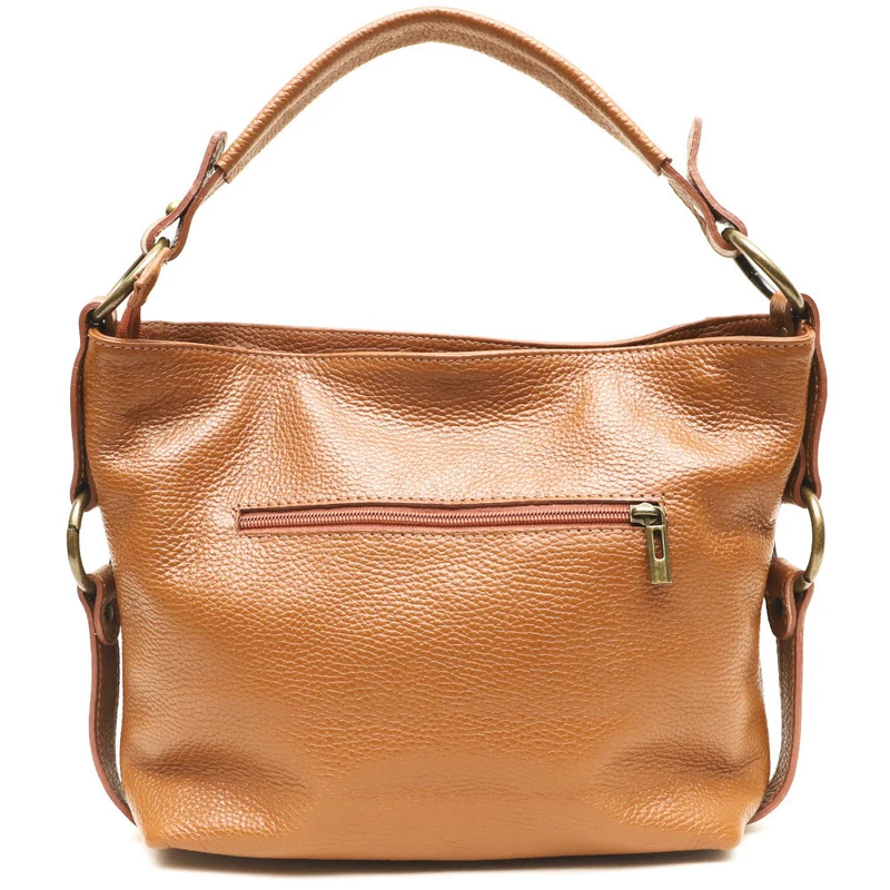 Sac à main en cuir grainé italien SETE B Camel