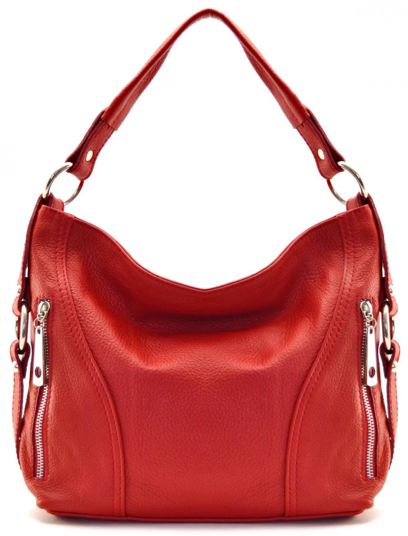 Sac à main en cuir grainé SETE Rouge garance