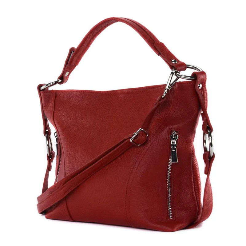 Sac à main en cuir grainé SETE Rouge garance
