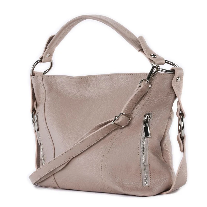 Sac à main en cuir grainé SETE Rose nude
