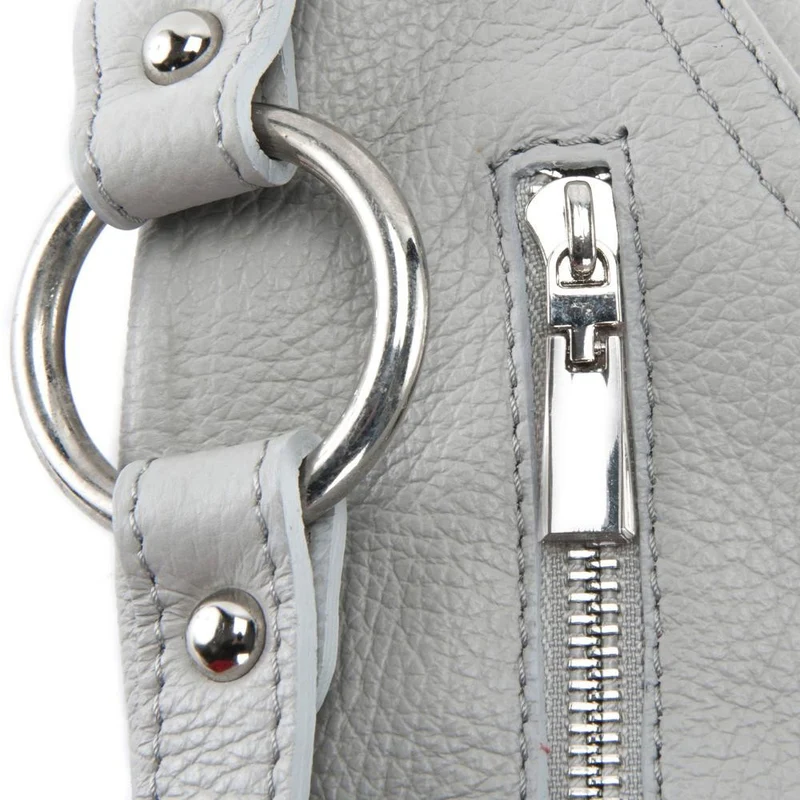 Sac à main en cuir grainé SETE Gris clair