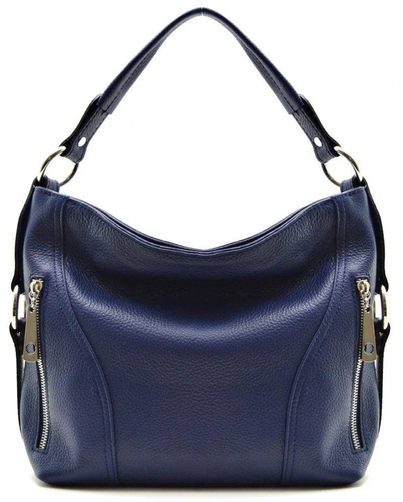 Sac à main en cuir grainé SETE Bleu marine