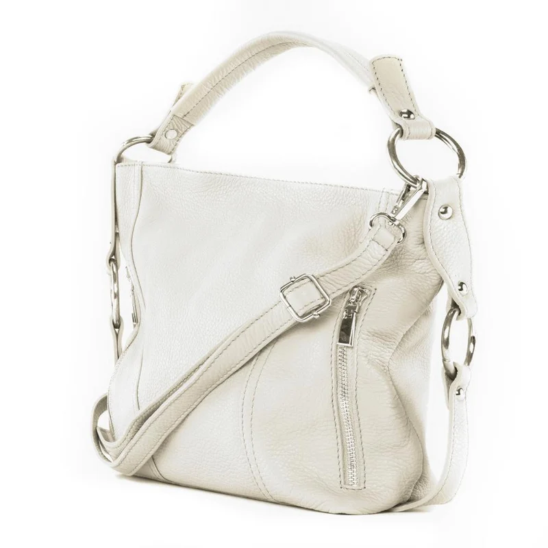Sac à main en cuir grainé SETE Beige crème