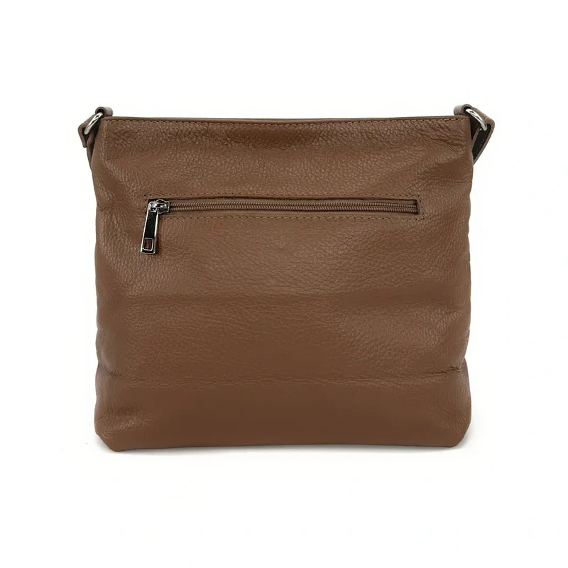 Sac bandoulière en cuir grainé LONDON Taupe foncé