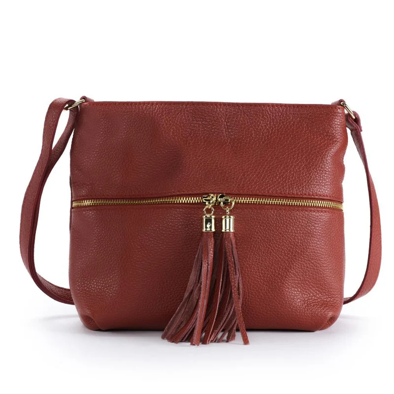 Sac bandoulière en cuir grainé LONDON Rouge garance