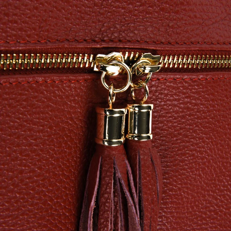 Sac bandoulière en cuir grainé LONDON Rouge garance