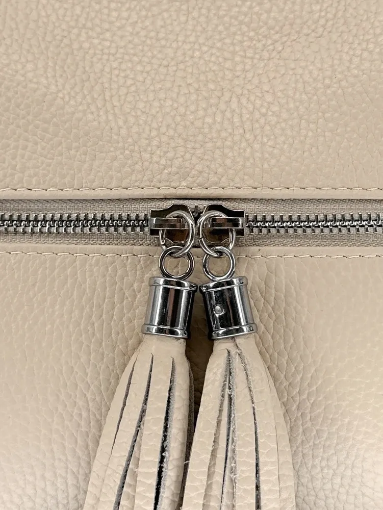 Sac bandoulière en cuir grainé LONDON Taupe clair