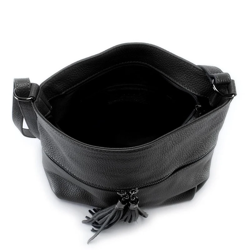 Sac bandoulière en cuir grainé LONDON Noir