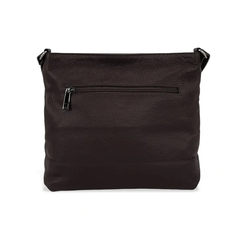 Sac bandoulière en cuir grainé LONDON Chocolat