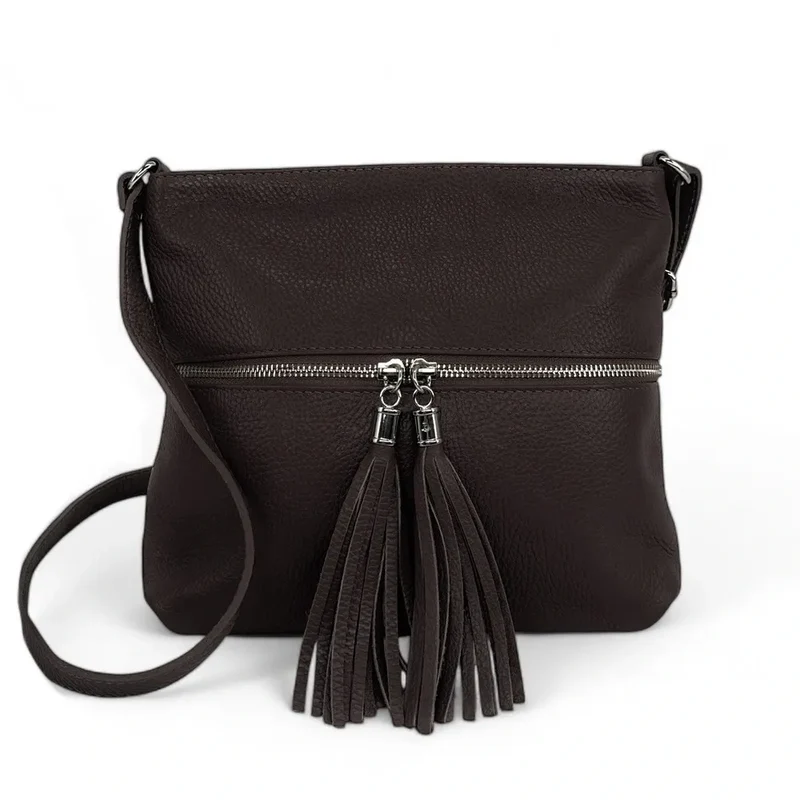 Sac bandoulière en cuir grainé LONDON Chocolat